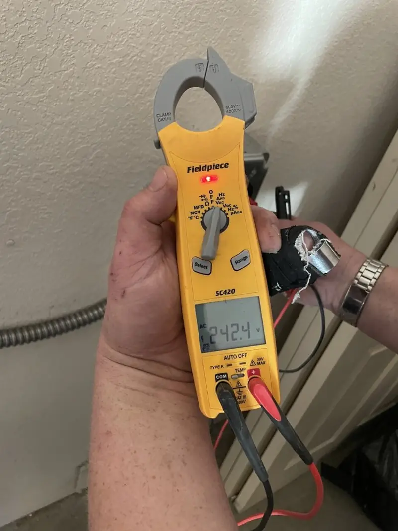 Voltage testing with clamp meter during Hot Tub / Pool Electrical Wiring in Beekmantown